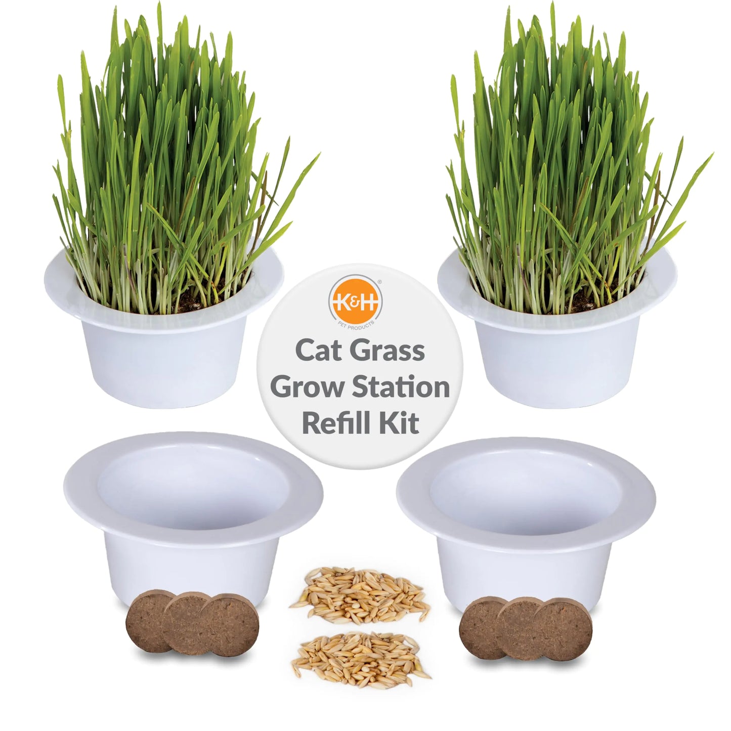 K&H Pet Products Cat Grass Grow Station Growing Cup Refills for K&H EZ Mount Products - Healthy Home Grown Grass Cat Toys for Bored Indoor Adult Cats Farmed in USA Non-GMO - Refill ONLY - 2 Pack