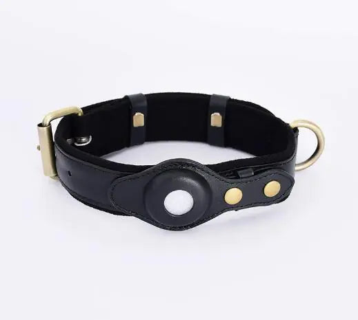 New Leather Airtag Dog Collar Pet Adjustable Collar