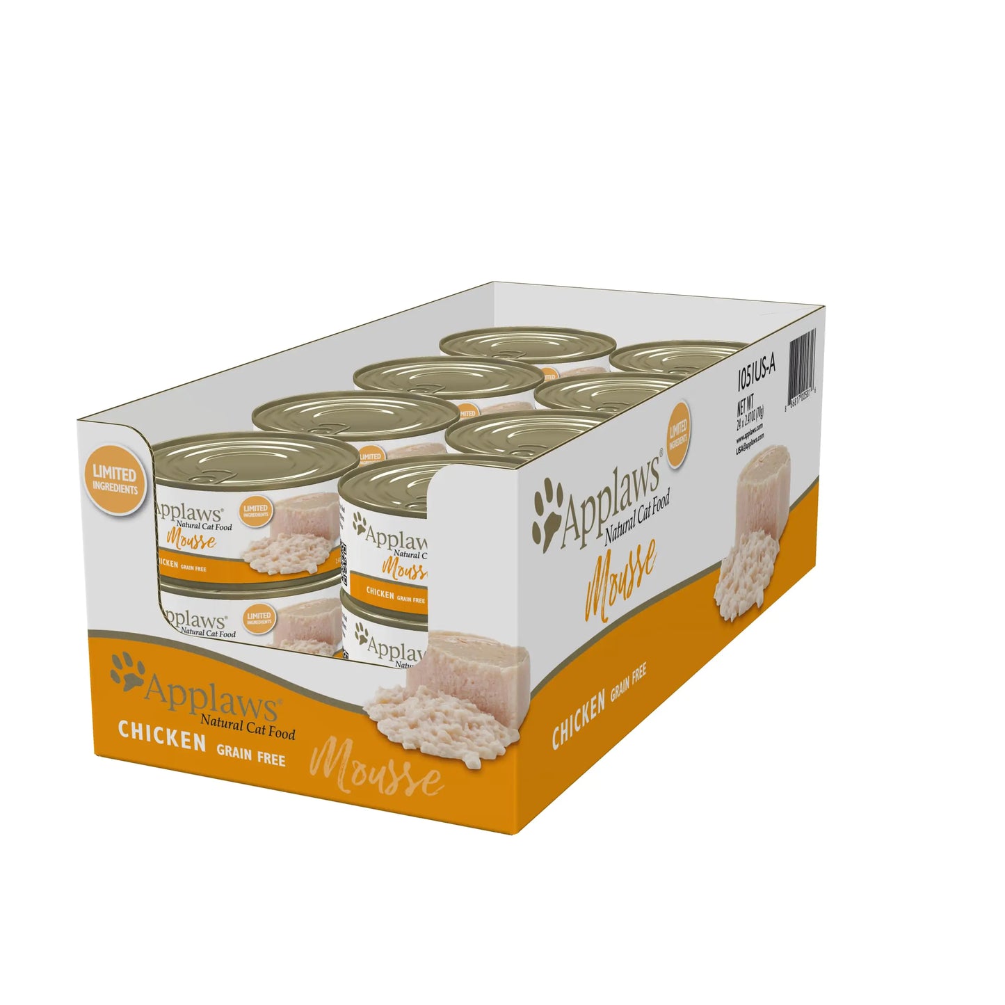 Applaws Wet Cat Food 24 Count Limited Ingredient Canned Wet Cat Food Chicken Mousse 2.47oz Cans