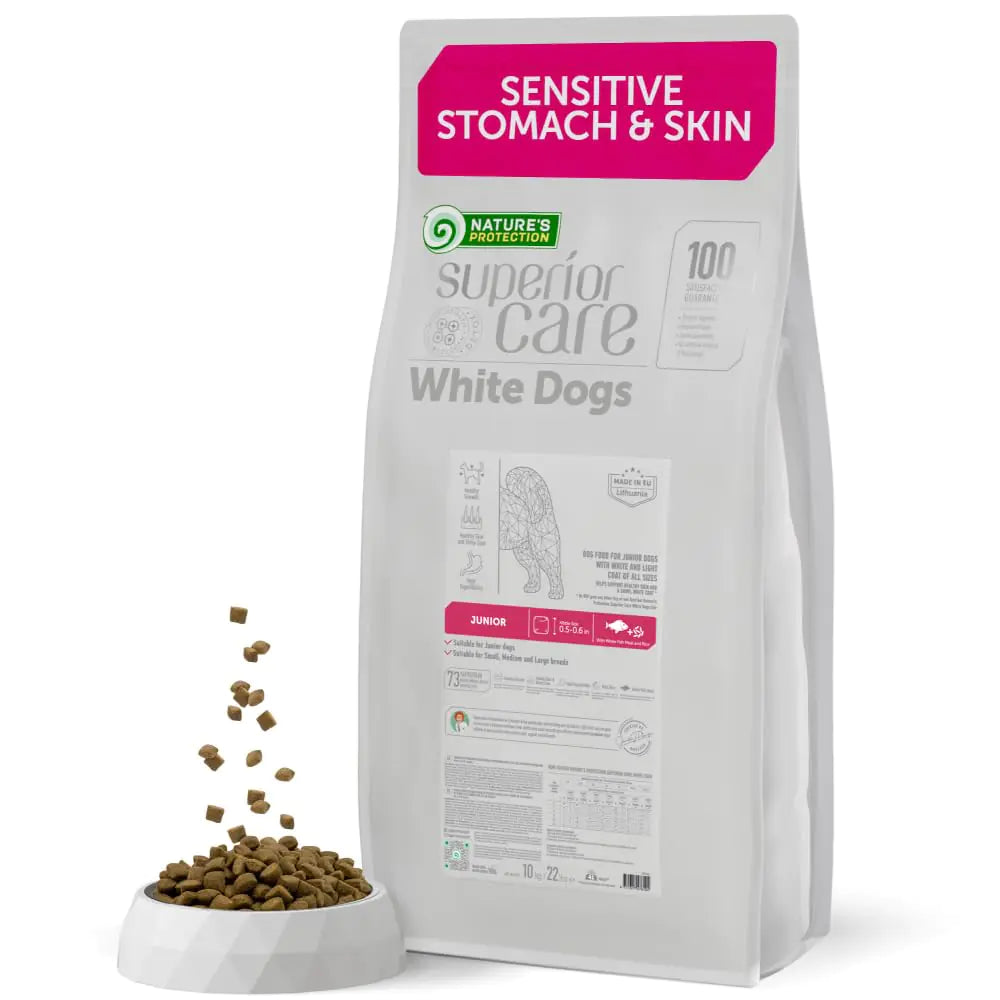 Natures Protection Superior Care Rice Based Dry Dog Food - Healthy Dog Food Junior Dogs - Balanced Super Premium Junior Dog Food - 1 Pack of 22lb Fish Flavor