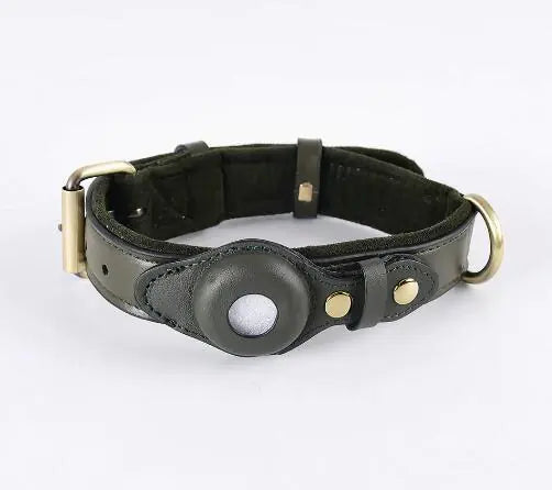 New Leather Airtag Dog Collar Pet Adjustable Collar